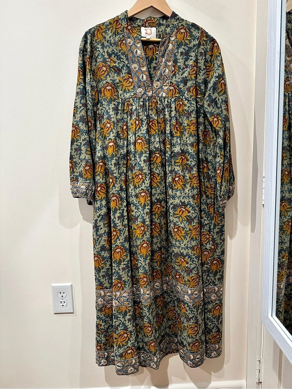 VICTORIA DUNN Floral Maxi Dress in Blue & Yellow